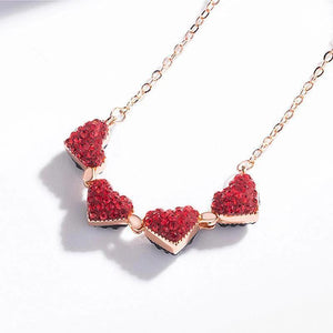 Collar de Cristal de Corazón de Tréboles de Cuatro Hojas de Doble Cara