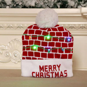 Elegante gorro navideño de punto con luz LED