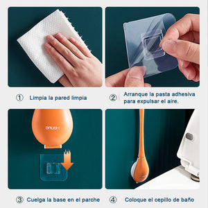 Escobilla para baño de pared con apertura y cierre automático