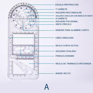 Regla geométrica multifuncional