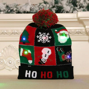 Elegante gorro navideño de punto con luz LED