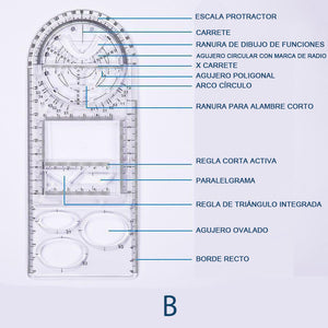 Regla geométrica multifuncional