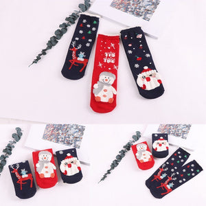 Calcetines Navideños con Motivo de Dibujos Animados 3 pares