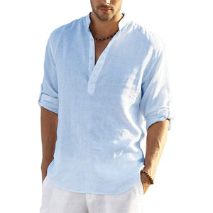 Camiseta casual de lino y algodón para hombre