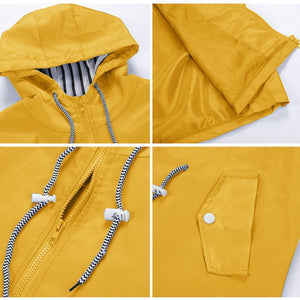 Chaqueta Impermeable con Capucha Plegable para Mujer