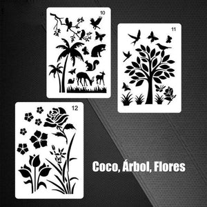 Plantillas Artísticas Prácticas (12 Hojas / Juego)