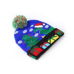 Elegante gorro navideño de punto con luz LED