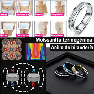 Anillo giratorio de moissanita termogénica